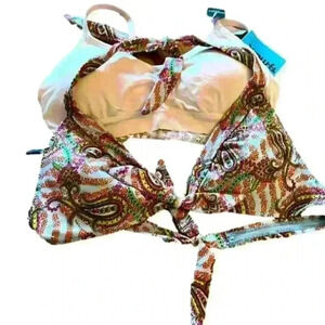 Paisley bikini Swimsuit Seamless Bralette Set NEW Boho Beach Vacation resort